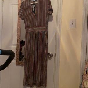 BooHoo Striped Rainbow Dress